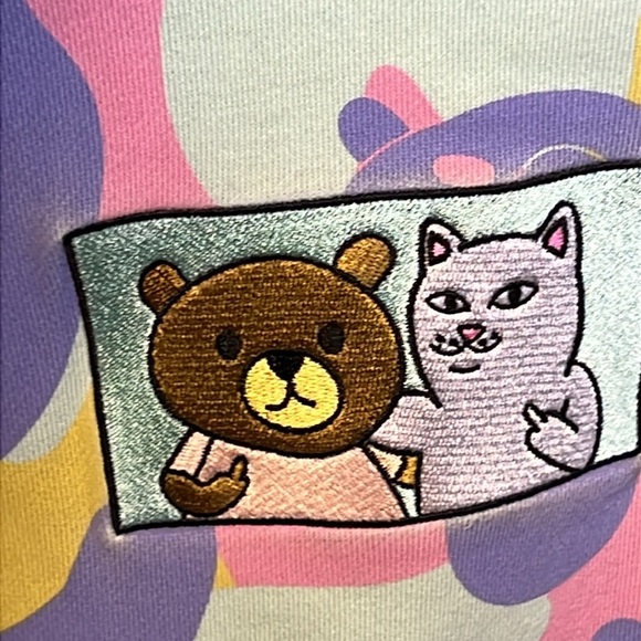 Teddy‎ Fresh Rip N Dip Camo Hoodie S norm Teddy unisex multicolored cat camo Y2K - Picture 2 of 9